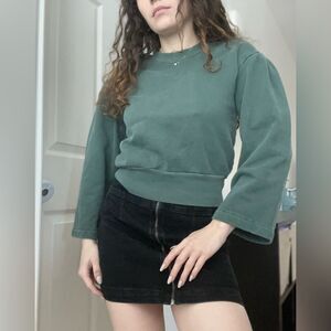 Madewell x Karyn Walker Oversized Crop Crewneck Sweater‎  Puff Loose Sleeves XS